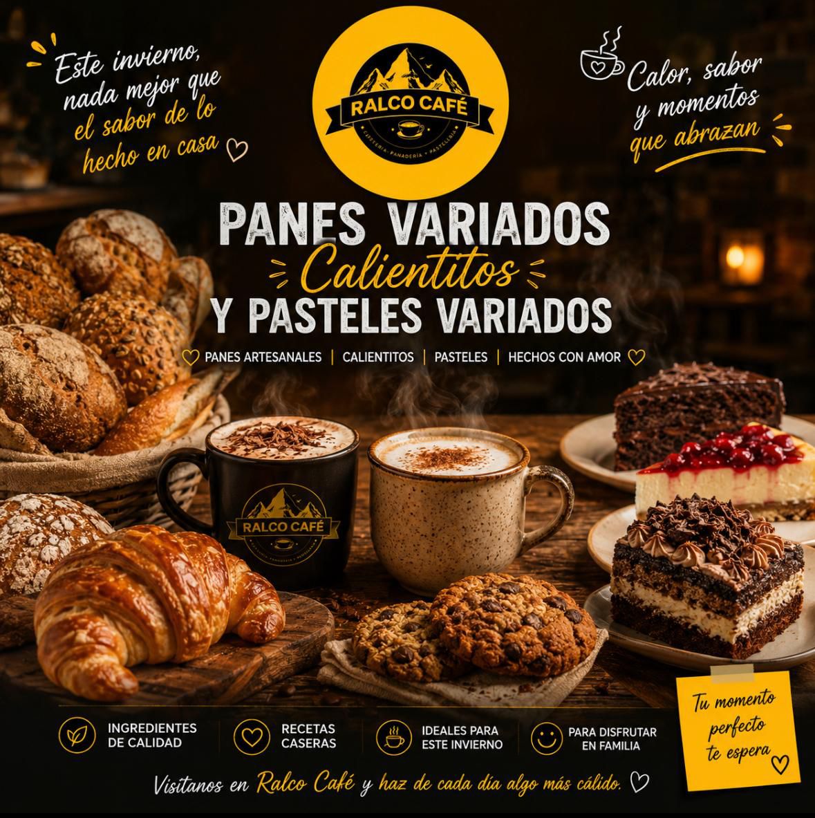 Panes artesanales y pasteles variados de Ralco Café